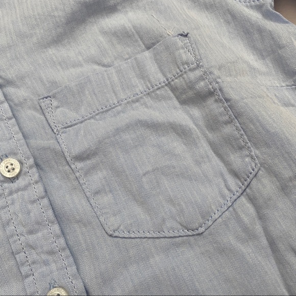 H&M Blue Button Up With Elbow Patches - Picture 4 of 9